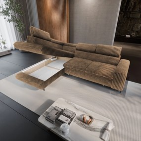 Masseno Narożnik VELISS z funkcją spania i pojemnikiem na pościel Rozkładana sofa do Salonu - Beżowy, TILIA 17