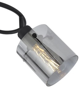 Designerski reflektor sufitowy czarny z przydymionym szkłem okrągły 3-punktowy - Domo Nowoczesny Oswietlenie wewnetrzne