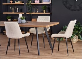 Stół rozkładany Sandwi 160-220 cm z płyty laminowanej o orzechowym wykończeniu i czarnymi nogami