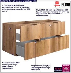 Podwójna ryflowana szafka łazienkowa 120 cm dąb craft złoty N9-E04
