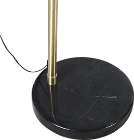 Nowoczesna lampa podłogowa łukowa mosiężna z marmurową podstawą i czarnym kloszem 32,5 cm - XXL