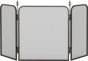 HOMCOM Osłona Przeciwiskrowa do Kominka, Składana, Metal, 96 x 1,3 x 56 cm, Czarna