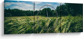 Obraz łąki i lasu (z zegarem) (90x30 cm)
