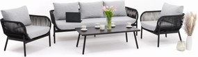 zestaw mebli ogrodowych wypoczynkowy BELIZE LUX - szary ze stołem z blatem HPL - CARRARA BLACK