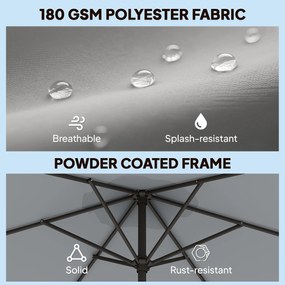 Outsunny 3-metrowy parasol ogrodowy z pokrowcem, z funkcją przechyłu i korbą, wentylacja, szary | Aosom PL