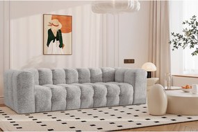 Sofa czteroosobowa BALOO, tkanina szenilowa + bukla, Jasnoszary