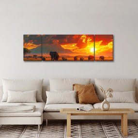 Obraz - Stado słoni (170x50 cm)