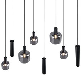 Czarna lampa wisząca z metalowo-szklanym kloszem Mataro – Trio