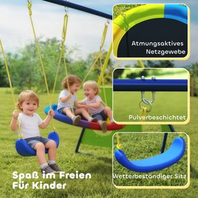 AIYAPLAY Stelaż huśtawki 4 w 1 - zestaw do 150 kg z huśtawką gniazdo, koszem do koszykówki, bramką do piłki nożnej i huśtawką typu U 288 x 160 x 220 cm | Aosom PL