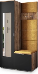 Masseno Garderoba VIRA 95/181/51 cm Nowoczesna Szafa do Przedpokoju Dąb lefkas, MONOLITH 48 (Żółty)