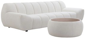 Kanapa 3-osobowa i stolik kawowy z białej tkaniny z bukli SORIELI