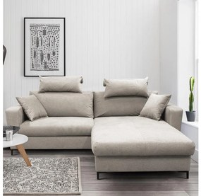 Narożnik rozkładany z pojemnikiem w układzie L HORTA, prawy, szary