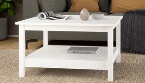 Kwadratowy stolik kawowy z półką Madrid biały mat