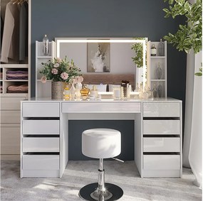 Stół do toalety biały/biały wysoki połysk 158.2x50.1x76 sherry