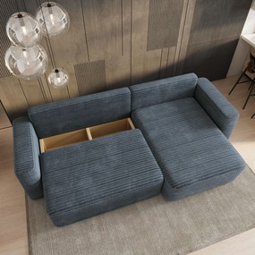 Masseno Narożnik TELIN z funkcją spania i pojemnikiem na pościel Narozniki L, Rozkładana sofa - Szary, TILIA 85