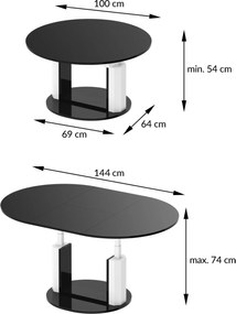 Ławostół podnoszony i rozkładany Primo Lux efekt marmuru połysk