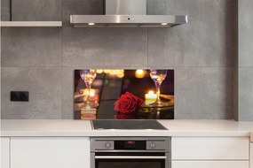 Szklany Panel Róża świeczki kieliszki