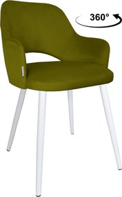 Krzesło Milano tkanina Welur noga metalowa : Kolor nogi - Biały stożek, Kolor tkaniny - VELVET - BL75, Typ siedziska - Siedzisko obrotowe 360°