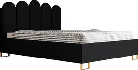 Łóżko tapicerowane MALAGA, wezgłowie, obicie KRONOS, pojemnik na pościel, podnośnik gazowy, wysokość spania 39 cm, 120x200 cm, Seledynowy