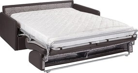 Kanapa 4-osobowa rozkładana typu express z czarnej ekoskóry z siedziskiem z pianki z pamięcią kształtu - Powierzchnia 160 cm - Materac 14 cm CALIFE