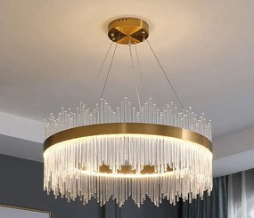 Dora Cristal 60cm żyrandol kryształowy LED, oświetlenie salonu, regulowana barwa światła