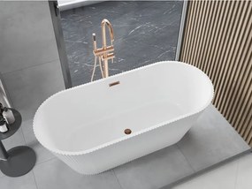 Mexen Yara wanna wolnostojąca ryflowana 170 x 75 cm, biała, przelew różowe złoto - 52861707500-60