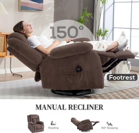 HOMCOM Fotel masujący, 8 punktów wibracyjnych, 5 trybów, ogrzewanie lędźwiowe, regulowany, obrotowy, tapicerowany fotel, brązowy