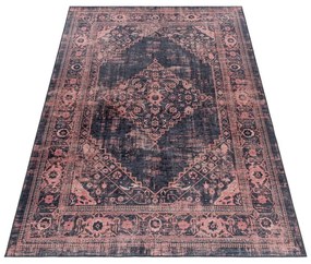 Dywan drukowany antypoślizgowy Fiesta Vintage czerwono-czarny 200 cm x 290 cm