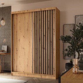 Szafa Przesuwna LAMELLO 150 cm Szafa Dwudrzwiowa Dąb artisan