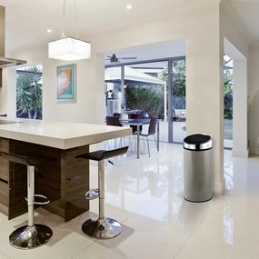 Szarobrązowy stalowy kosz na śmieci otwierany na dotyk 30 l – MSV