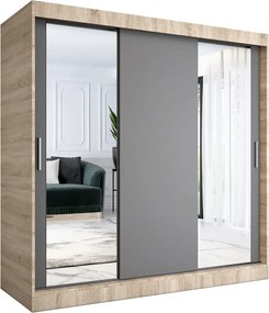 Szafa przesuwna dąb sonoma + antracyt 200 cm S4-C30