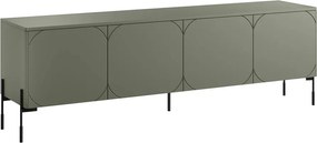Szafka RTV Sonatia 200 cm czterodrzwiowa na metalowych nogach - oliwka
