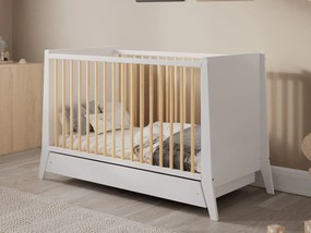 Łóżeczko Cosmo biało-sosna 120/60 z szufladą