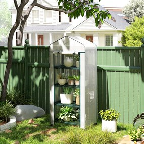 Outsunny Szklarnia foliowa, Treibhaus, Mini-szklarnia, Dom roślinny, Radliny, 4 poziomy półek, 69 x 50 x 165 cm, Biały