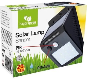 Happy Green Lampa solarna Sensor 20 LED, 4,9 x12,5  x 9,6 cm