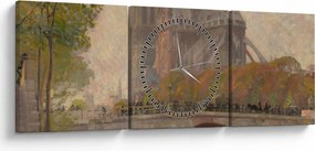 Obraz - Robert William Vonnoh, Notre Dame de Paris, reprodukcje (z zegarem) (90x30 cm)