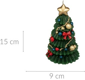 Ozdobna świeczka w kształcie choinki, 15 cm