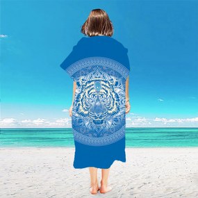 Ponczo plażowe TIGER niebieskie 80x145 cm
