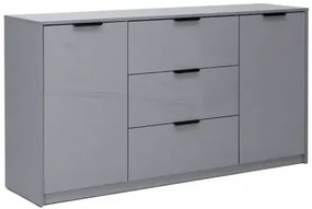 Szara długa komoda z 3 szufladami szara lawa połysk R1-R89