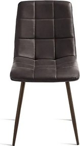 Komplet 4 nowoczesnych brązowych krzeseł "Siviglia" z metalową ramą malowaną proszkowo, siedziskiem z ekoskóry o miękkim dotyku