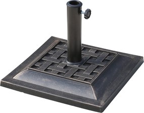 Outsunny Podstawa Parasola 9kg Żywica Brązowa Stabilna i Trwała 44x44x33cm | Aosom PL