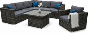 Zestaw rattanowy MALIBU dla 6 osób (szary)