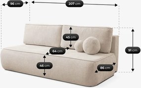 Sofa z Funkcją Spania ARVETO Kremowa Szenil Nowoczesna