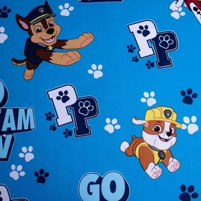 Niebieskie bawełniane prześcieradło dziecięce z gumką 90x200 cm Paw Patrol – Jerry Fabrics