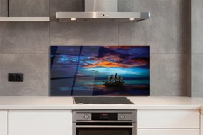 Szkło do Kuchni na Ścianę Wieczorny Rejs Statkiem