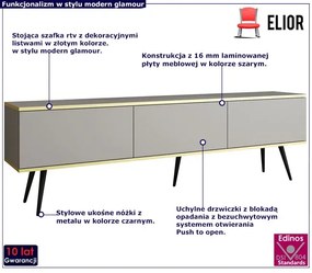 Długa szafka rtv w stylu glamour szary + czarny - Ormond 9X