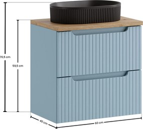 Niebieska wisząca szafka łazienkowa z umywalką - Arvessi 8X