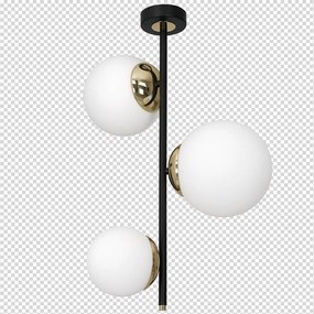 Lampa sufitowa, 3 kule, czarna/złota SPARTA BLACK / GOLD 3xE14