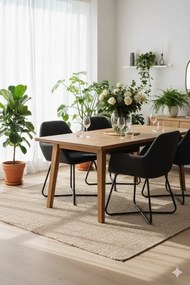 Zestaw 2 czarnych tapicerowanych krzeseł stołowych N8-H63