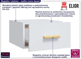 Biała wisząca szafka nocna z szufladą - Apuss